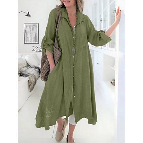 

Women's Green Light gray Dress Elegant Shift Solid Color S M