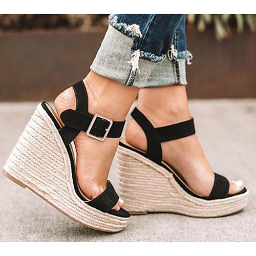 

Women's Sandals Wedge Heel Open Toe Microfiber / PU Summer Camel / Brown / Black