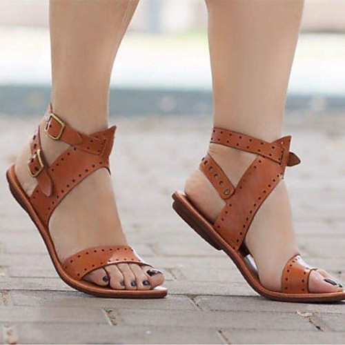 

Women's Sandals Flat Heel Open Toe PU Spring & Summer Yellow / White / Black