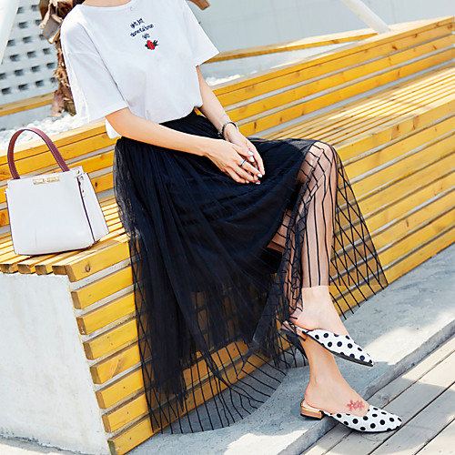 

Women's Dress / Going out Active / Street chic Pencil Skirts - Striped Tulle Black S M L