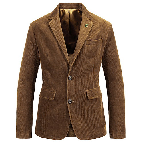 

Men's Blazer Notch Lapel Polyester Khaki / Blue / Brown