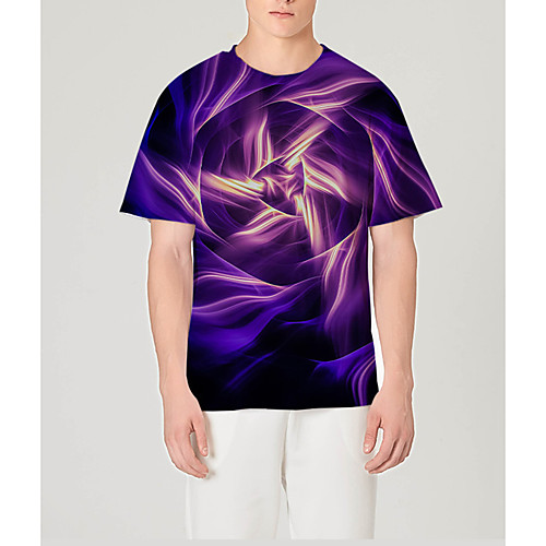 

Men's Plus Size Geometric Color Block Print T-shirt Basic Street chic Daily Going out Round Neck Purple / Short Sleeve