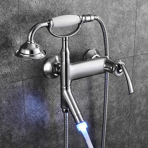 

Bathtub Faucet - Contemporary Chrome Free Standing Ceramic Valve Bath Shower Mixer Taps