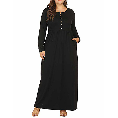 

Women's Wine Army Green Dress Basic Fall & Winter Daily A Line Solid Color Patchwork XL XXL