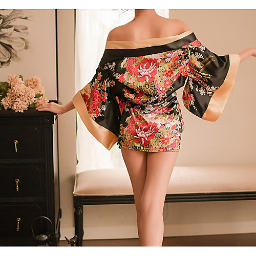 

Women's Lace Robes / Uniforms & Cheongsams / Suits Nightwear Geometric / Solid Colored Red Black One-Size