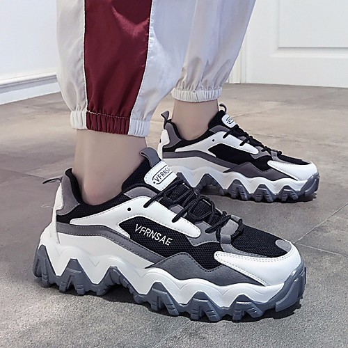 

Men's Faux Leather Spring & Summer Sporty Trainers / Athletic Shoes Walking Shoes Shock Absorbing Color Block Light Brown / Light Grey / Black