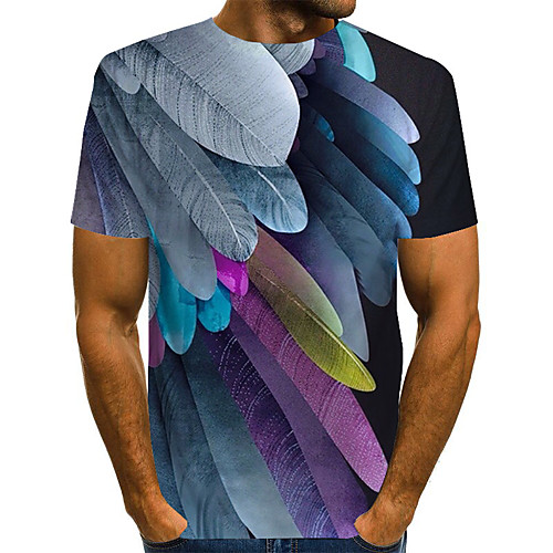 

Men's Daily Weekend Basic / Exaggerated T-shirt - Color Block / Rainbow / Abstract Print Rainbow