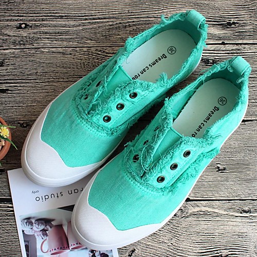 

Women's Sneakers Flat Heel Round Toe Canvas Mid-Calf Boots Summer Yellow / Green