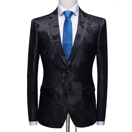 

Men's Blazer Notch Lapel Polyester Black