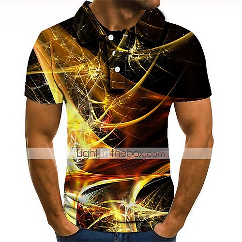 

Men's Daily Going out Street chic / Exaggerated Polo - Color Block / 3D / Graphic Rainbow