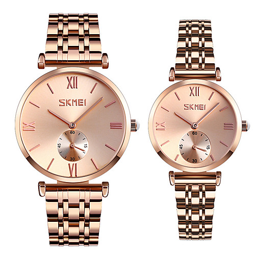 

SKMEI Steel Band Watches Classic Fashion Silver Rose Gold Stainless Steel Chinese Quartz Gold Silver Water Resistant / Waterproof Casual Watch Cool 30 m 2 Piece Analog One Year Battery Life