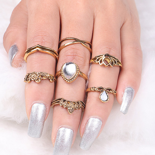 

Women's Ring Set Earrings Jewelry Gold / Silver For Gift Formal Prom Street Festival 1 set