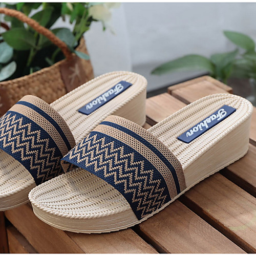 

Women's Slippers & Flip-Flops Wedge Heel Open Toe PVC Summer Green / Blue