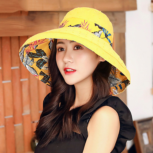 

Hiking Hat Fishing Hat Fisherman Hat Hat 1 PCS Portable Sunscreen UV Resistant Breathable Printing Cotton Autumn / Fall Spring Summer for Women's Camping / Hiking Hunting Fishing Yellow Red Pink