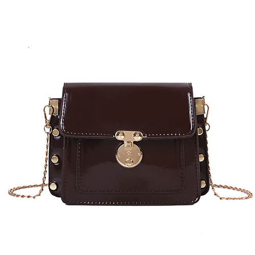 

Women's Chain Polyester / PU Crossbody Bag Solid Color Red / Brown / Black