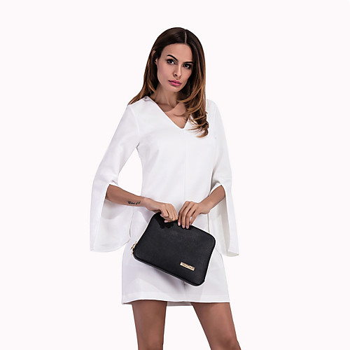 

Women's White Dress Shift Solid Color S M