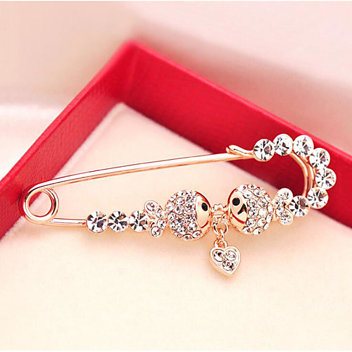 

Women's Cubic Zirconia Brooches Classic Paper Clip Stylish Simple Classic Brooch Jewelry Gold For Party Gift Daily Work Festival