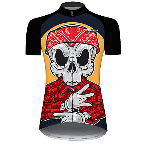 

21Grams Women's Short Sleeve Cycling Jersey Black / Red Bike Jersey Top Mountain Bike MTB Road Bike Cycling UV Resistant Breathable Quick Dry Sports Clothing Apparel / Stretchy