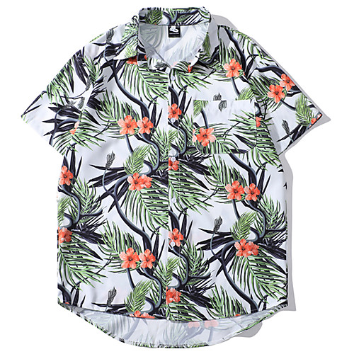 

Men's Daily Basic Shirt - Floral / Geometric Print White