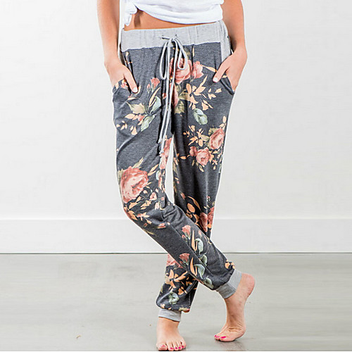 

Women's Basic Chinos Pants - Floral Royal Blue Gray S M L