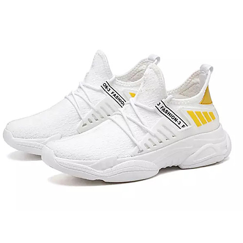 

Men's Elastic Fabric / Tissage Volant Spring & Summer Sporty Trainers / Athletic Shoes Running Shoes Non-slipping Slogan Green / White / Brown