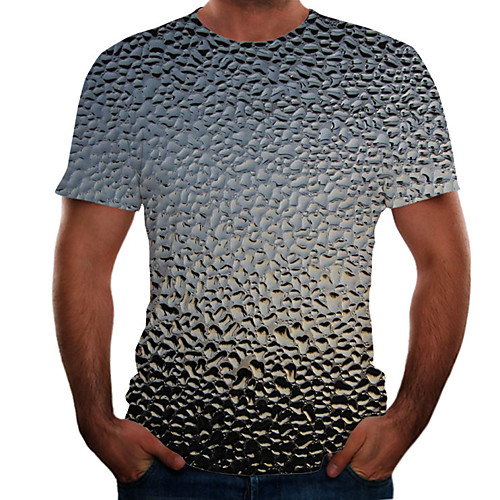 

Men's Daily Basic T-shirt - Color Block / 3D Print Gray