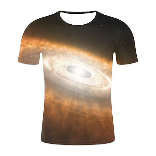 

Men's Plus Size Galaxy Color Block T-shirt Basic Exaggerated Daily Weekend Round Neck Rainbow / Short Sleeve