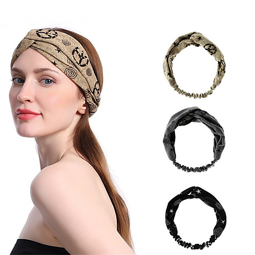 

Fabric Headbands Durag Sports Cross Adjustable For Holiday Street Sporty Simple Black And White dark brown Camel / Women's