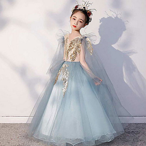 

Ball Gown Floor Length Party / Birthday Flower Girl Dresses - Tulle Sleeveless Jewel Neck with Lace / Bow(s) / Appliques