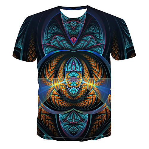 

Men's Club Weekend Street chic / Punk & Gothic T-shirt - Color Block / 3D / Abstract Print Rainbow