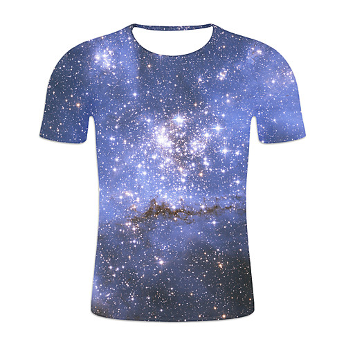 

Men's Plus Size Galaxy Color Block T-shirt Basic Exaggerated Daily Weekend Round Neck Rainbow / Short Sleeve