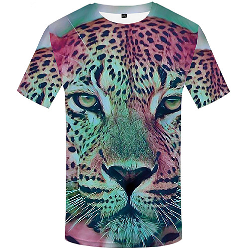 

Men's Daily Sports Basic / Street chic T-shirt - 3D / Animal / Cartoon Print Rainbow