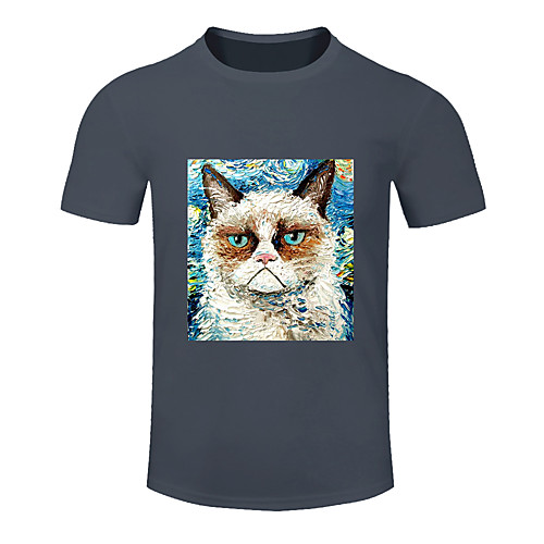 

Men's Women's Cotton Running T-Shirt Workout Shirt Round Neck Running Active Training Jogging Breathable Quick Dry Moisture Wicking Sportswear Cat Plus Size Tee / T-shirt Top Short Sleeve Activewear