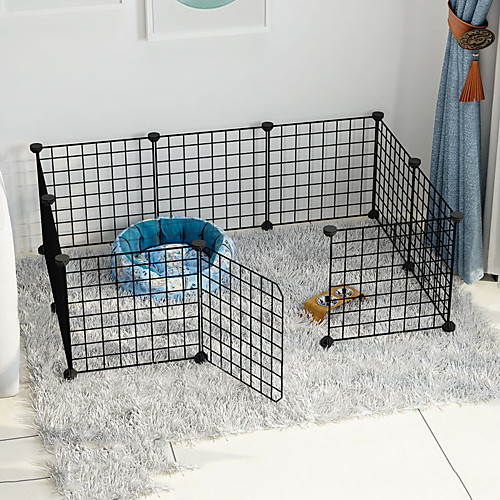 

Dog Playpen Play House Fence Systems Foldable Washable Durable Free Standing Plastic Black 10 PCS