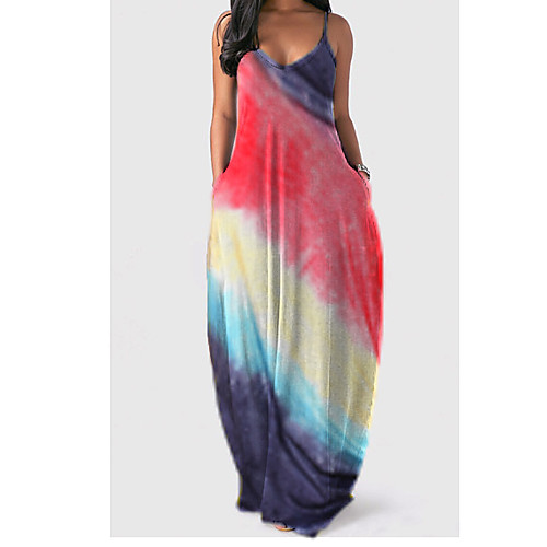 

Women's 2020 Rainbow Dress Elegant Summer Shift Color Block M L