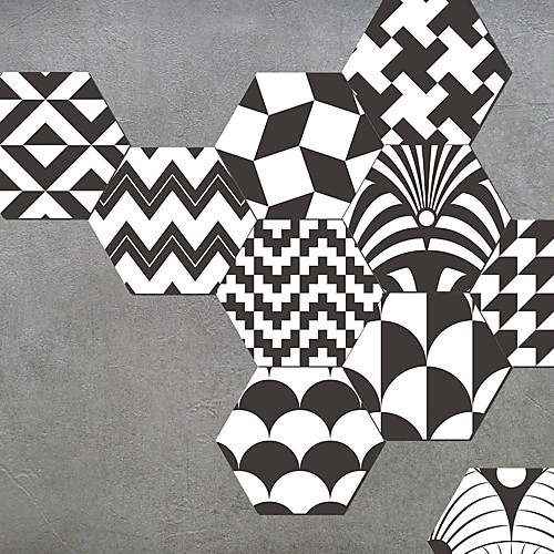 

10pcs AMJ Black and white abstract art grain floor paste bathroom bathroom waterproof wear-resistant non-slip paste living room kitchen self-adhesive wall paste 23201cm