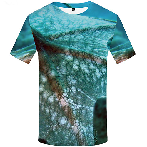 

Men's Daily Sports Basic / Street chic T-shirt - Floral / 3D / Graphic Print Blue