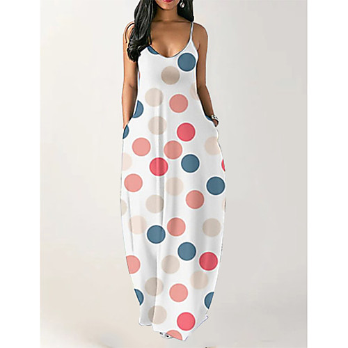 

Women's Yellow Blue Dress Elegant Sheath Polka Dot S M