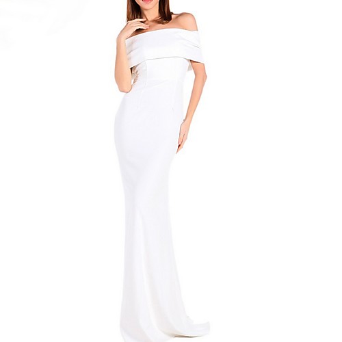 

Mermaid / Trumpet Off Shoulder Sweep / Brush Train Polyester Minimalist / Vintage Engagement / Formal Evening Dress with Bow(s) / Ruched 2020