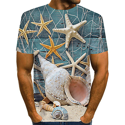 

Men's Daily Holiday Street chic / Exaggerated T-shirt - Color Block / 3D / Abstract Print Rainbow