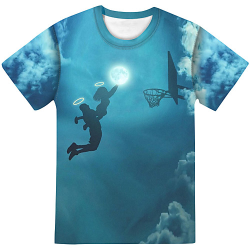 

Men's Daily Going out Street chic / Exaggerated T-shirt - Color Block / 3D / Abstract Blue