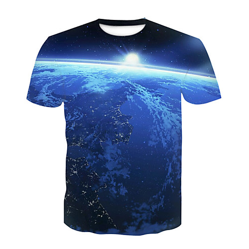 

Men's Daily Sports Basic T-shirt - Galaxy / Color Block / 3D Print Royal Blue