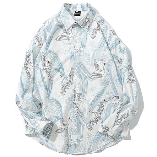 

Men's Daily Chinoiserie Shirt - Animal Crane, Print White