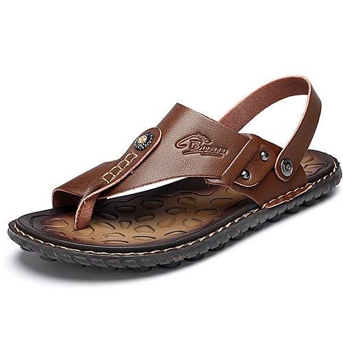 

Men's Cowhide Summer Sandals Non-slipping Light Brown / Brown / Dark Blue