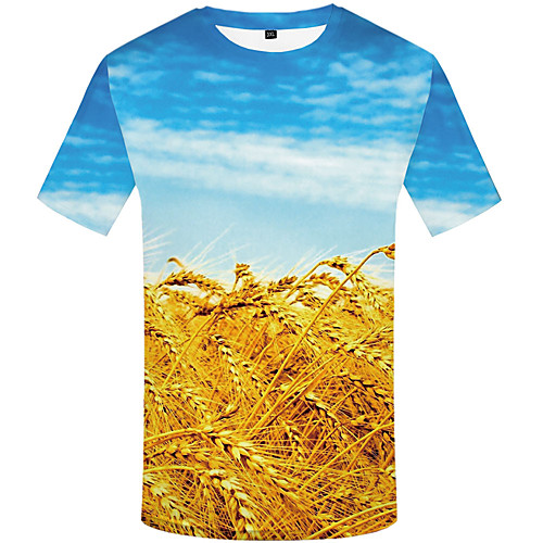

Men's Daily Sports Basic / Street chic T-shirt - 3D / Graphic Print Light Blue