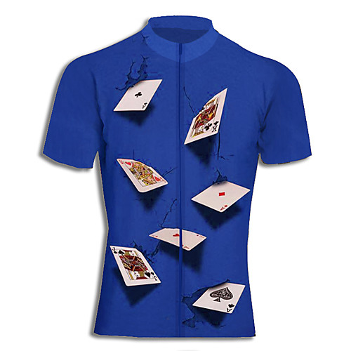 

Men's Daily Spring & Summer Regular Jacket, Geometric Stand Short Sleeve Polyester Blue