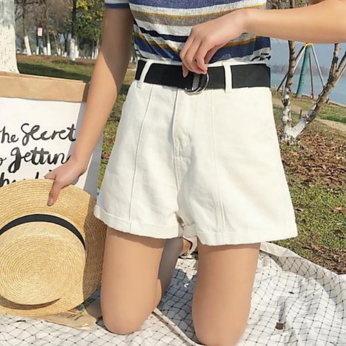 

Women's Basic Shorts Pants - Solid Colored White Black S M L