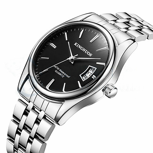 

KINGNUOS Men's Steel Band Watches Quartz Stylish Stainless Steel Silver 30 m Water Resistant / Waterproof Calendar / date / day New Design Analog Casual - Blue White Black Two Years Battery Life