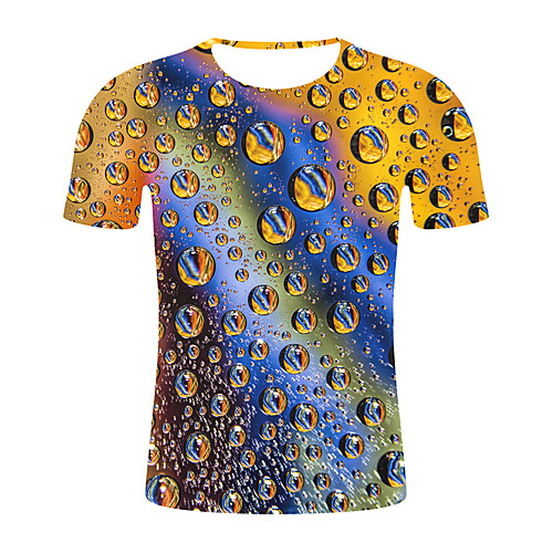 

Men's Plus Size Color Block 3D T-shirt Basic Daily Weekend Round Neck Blue / Short Sleeve