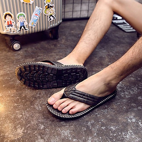 

Men's PU Summer Slippers & Flip-Flops Non-slipping Khaki / Brown / Black